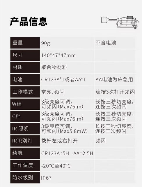 アウトドア玩具パーツ FMA ラトルスネーク サバイバルライト ユニバーサルヘッドランプシステム TB1454