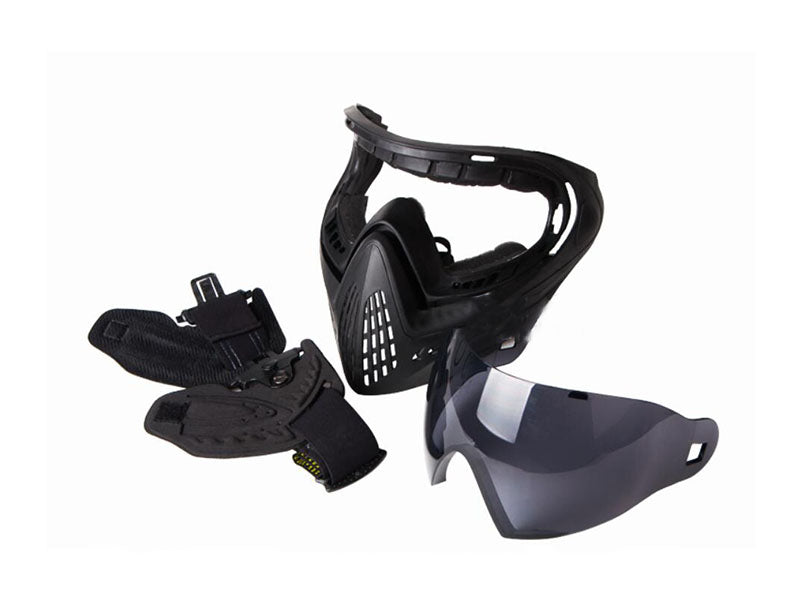 FMA F1 ペイントボール エアソフト バイク 安全 曇り止めゴーグル/フルシングルレイヤーフェイスマスク ハンティング (フルブラック)