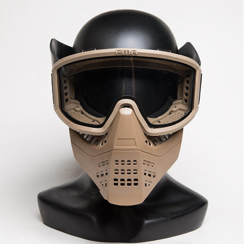 FMA Tactical Anti Fog 6mm double layer lens Goggles Detachable Face Mask ( DE )