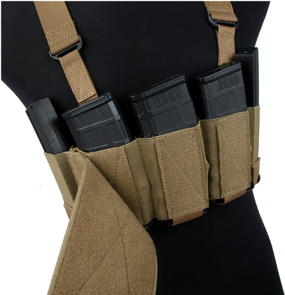 TMC Tactical RD Chest Rig Lightweight w/ 5.56 Mag Pouch Airsoft Ready Rig Gear ( CB )