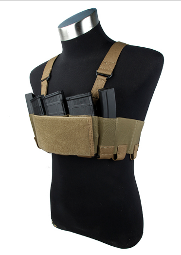 TMC Tactical RD Chest Rig Lightweight w/ 5.56 Mag Pouch Airsoft Ready Rig Gear ( CB )